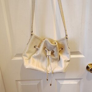 LaurenMerkin Cream Genuine Leather Shoulder Bag